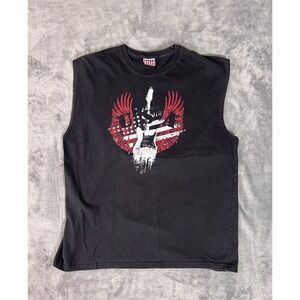 Vintage Patriotic Guitar Wing Graphic Muscle Tank Y2K Grunge Men's XL